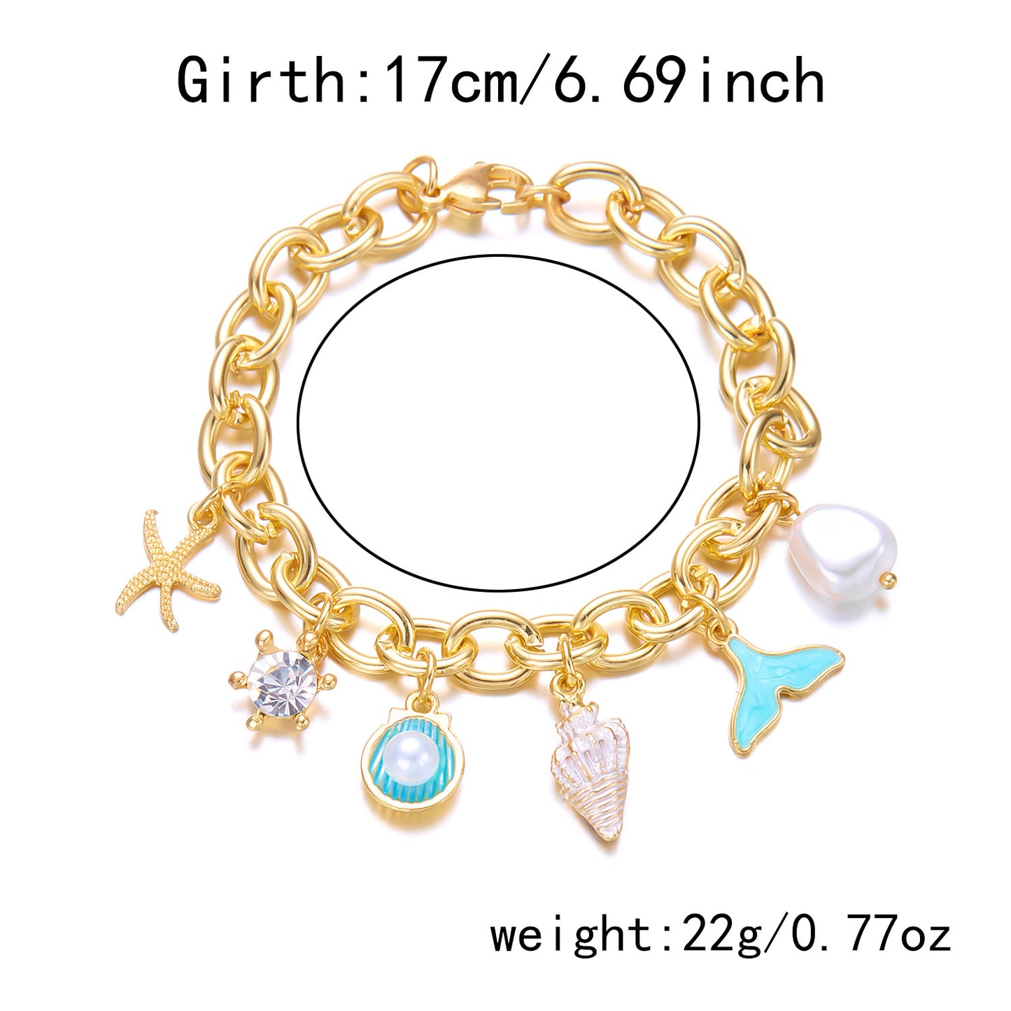 Starfish Pearl Shell Fishtail Multi-Pendant Necklace & Bracelet Set