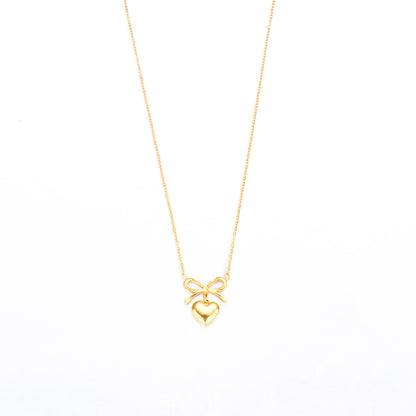 Love Heart & Bowknot Choker Necklace