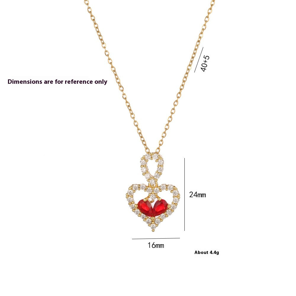 Rhinestone Crystal Heart Pendant Necklace