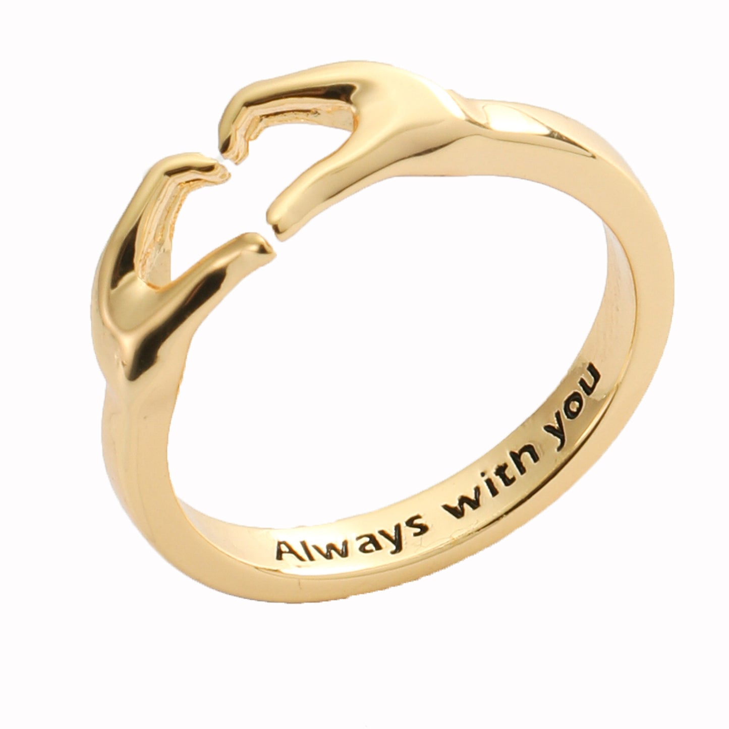 Romantic Hands Heart Couple Ring – Adjustable