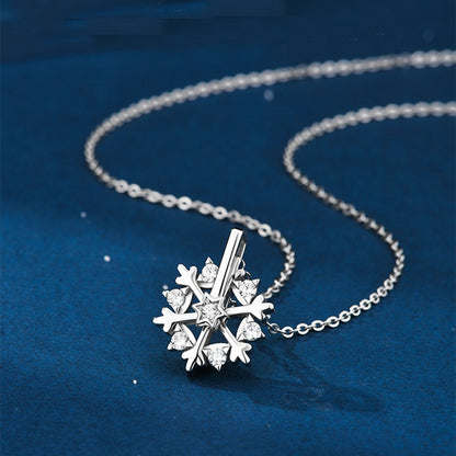 Rotatable Spinning Snowflake Pendant Necklace