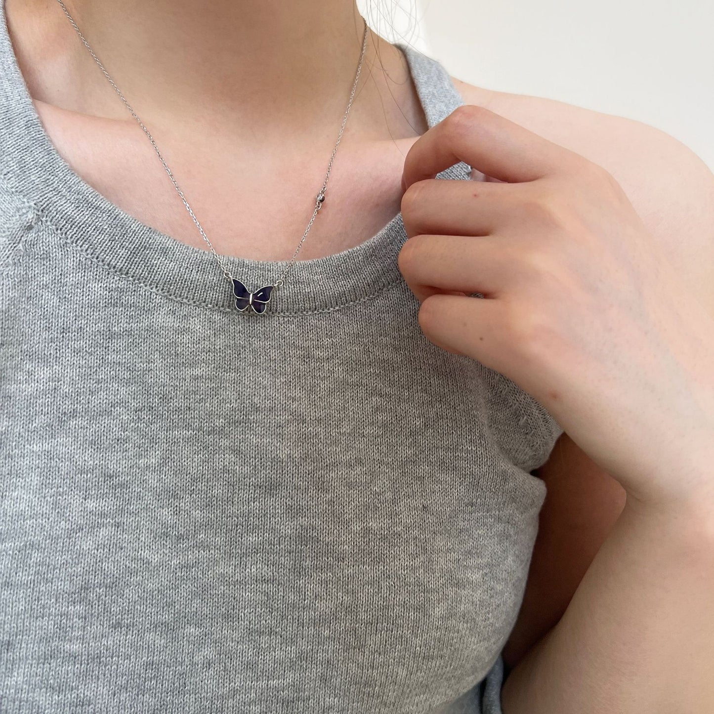 Colour Changing Butterfly Necklace Silver