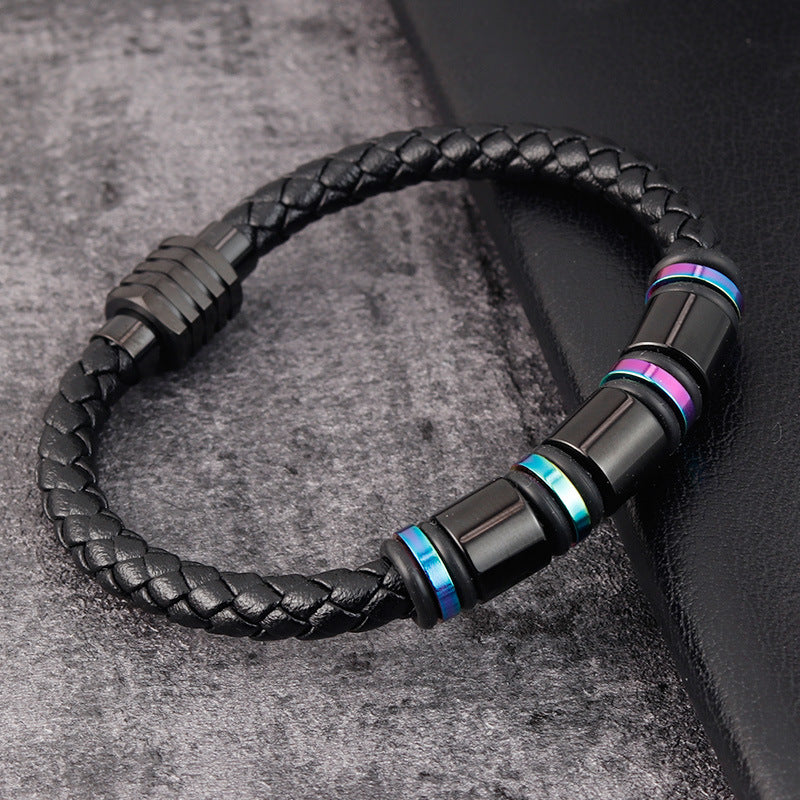 Leather Titanium Steel Bracelet