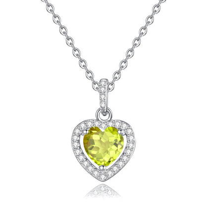 Natural Gemstone Heart Necklace for Women – S925 Sterling Silver