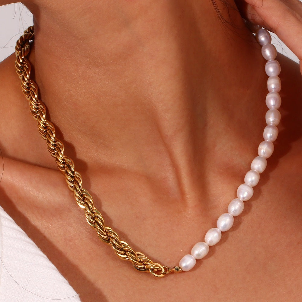Natural Freshwater Pearl Necklace & Bracelet Set