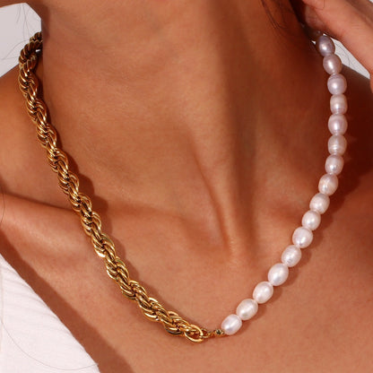 Natural Freshwater Pearl Necklace & Bracelet Set