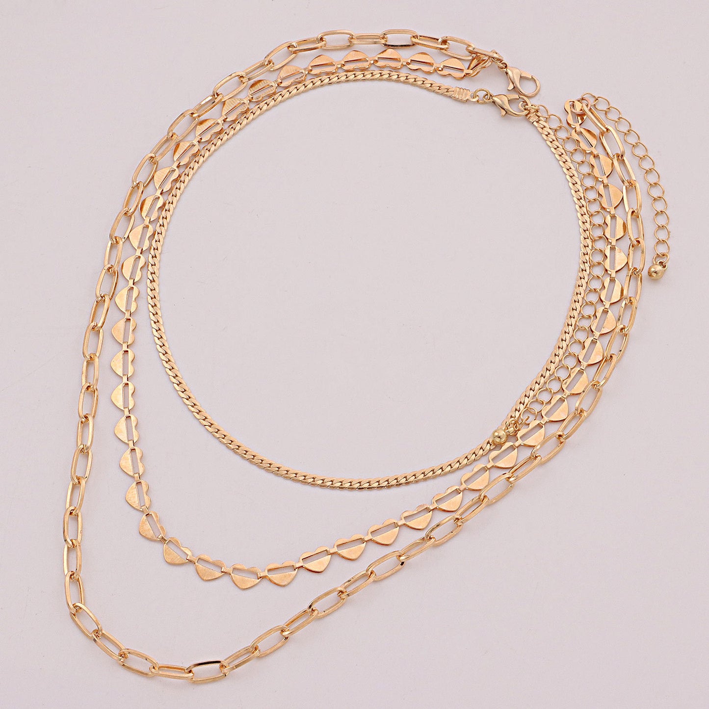 Multi-Layer Paper Clip Love Heart Chain Necklace