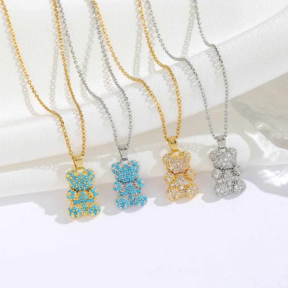Bear Necklace with Micro - Inlaid Zircon - Trendy Radar