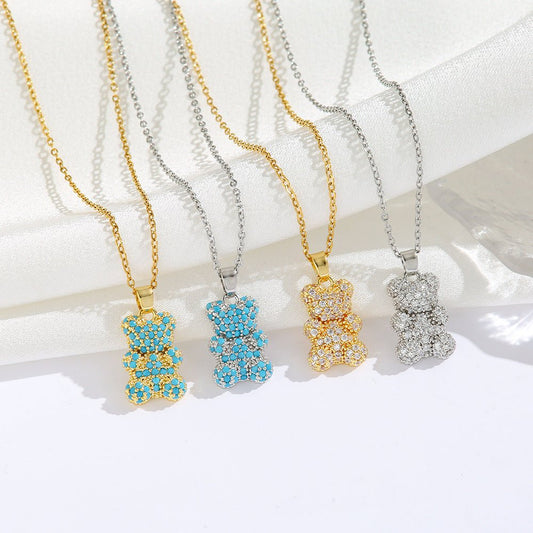 Bear Necklace with Micro - Inlaid Zircon - Trendy Radar