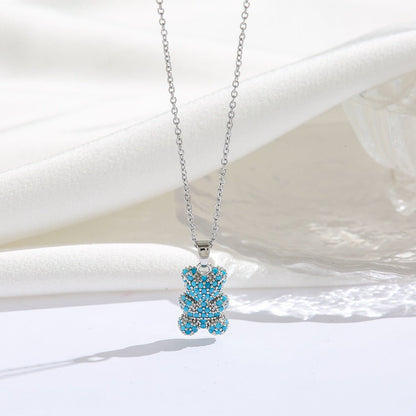 Bear Necklace with Micro - Inlaid Zircon - Trendy Radar