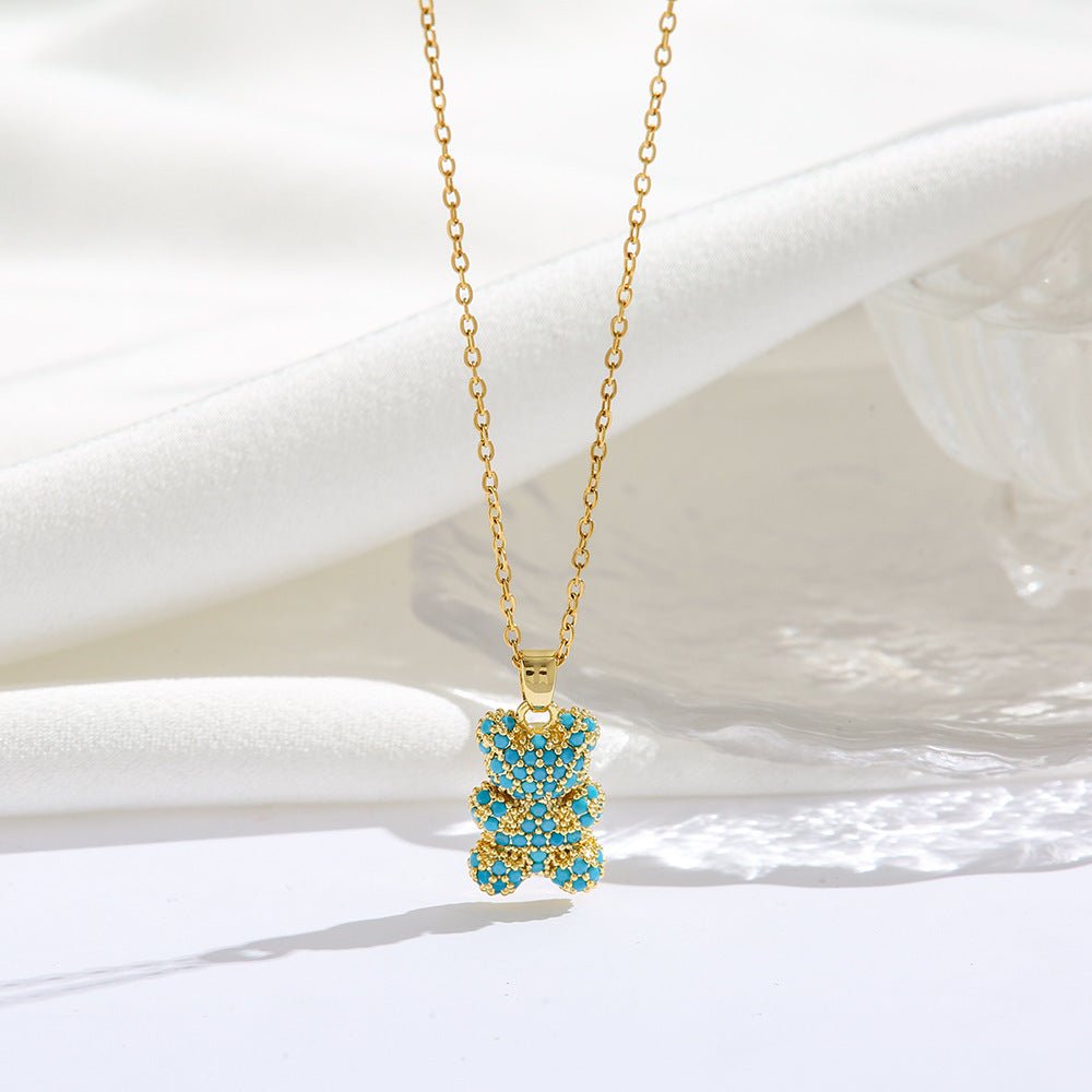Bear Necklace with Micro - Inlaid Zircon - Trendy Radar