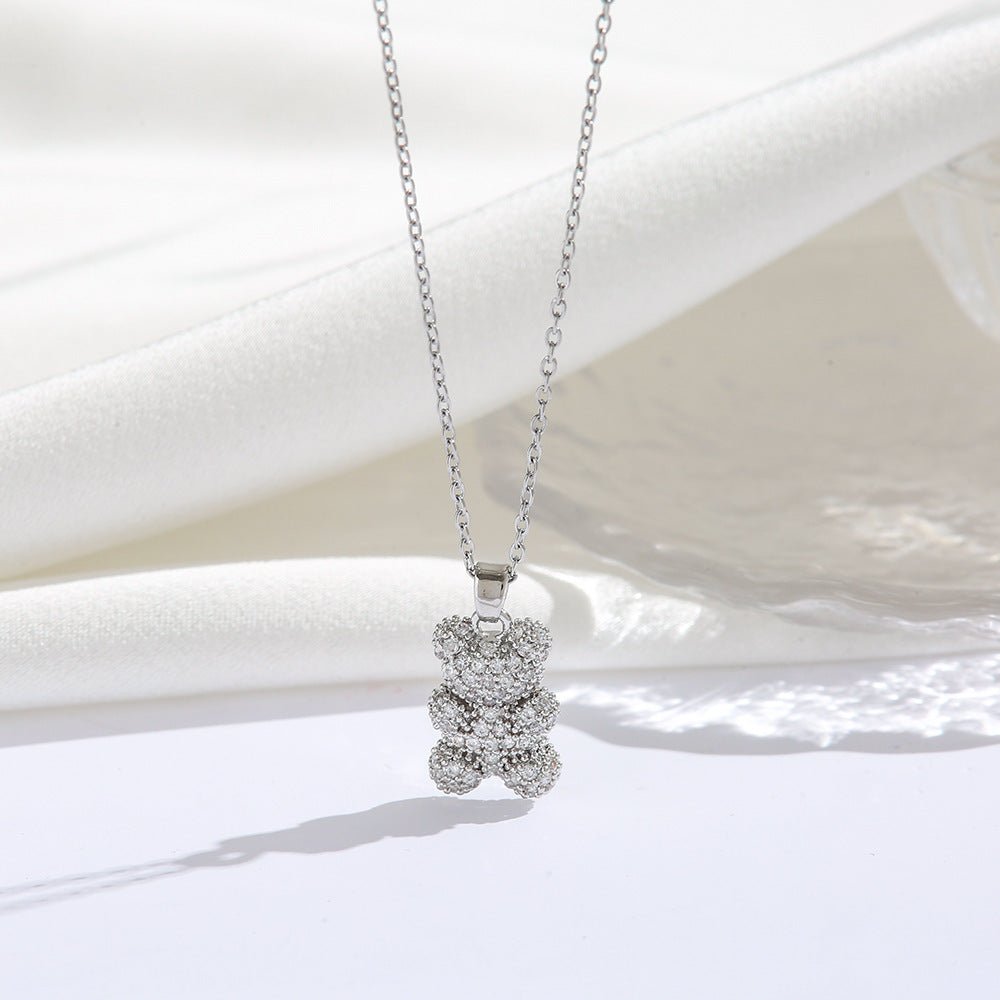 Bear Necklace with Micro - Inlaid Zircon - Trendy Radar