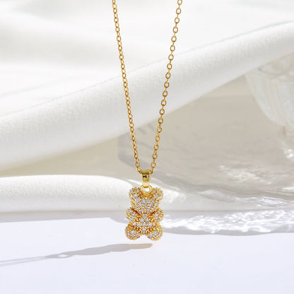 Bear Necklace with Micro - Inlaid Zircon - Trendy Radar