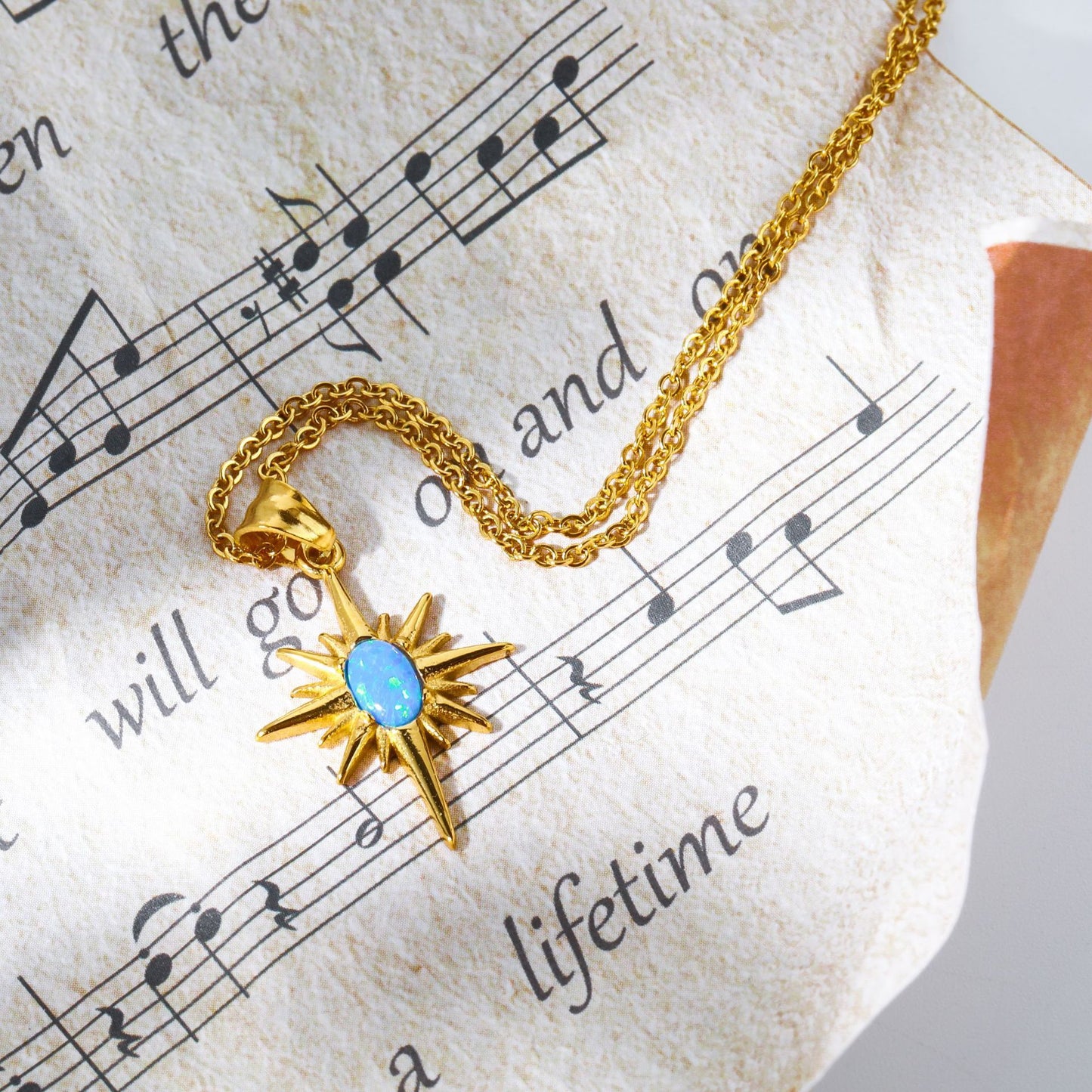 Star Opal Vintage Necklace Stainless Steel