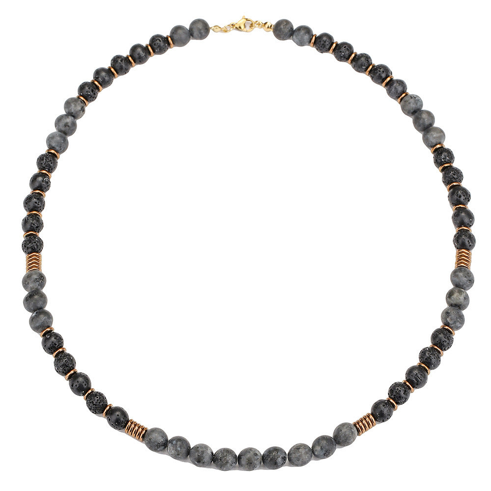 Handmade Volcanic Rock & Hematite Beaded Necklace