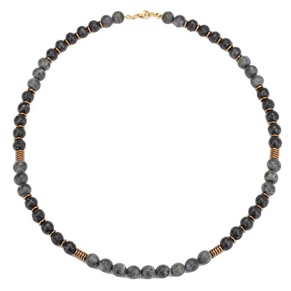 Handmade Volcanic Rock & Hematite Beaded Necklace