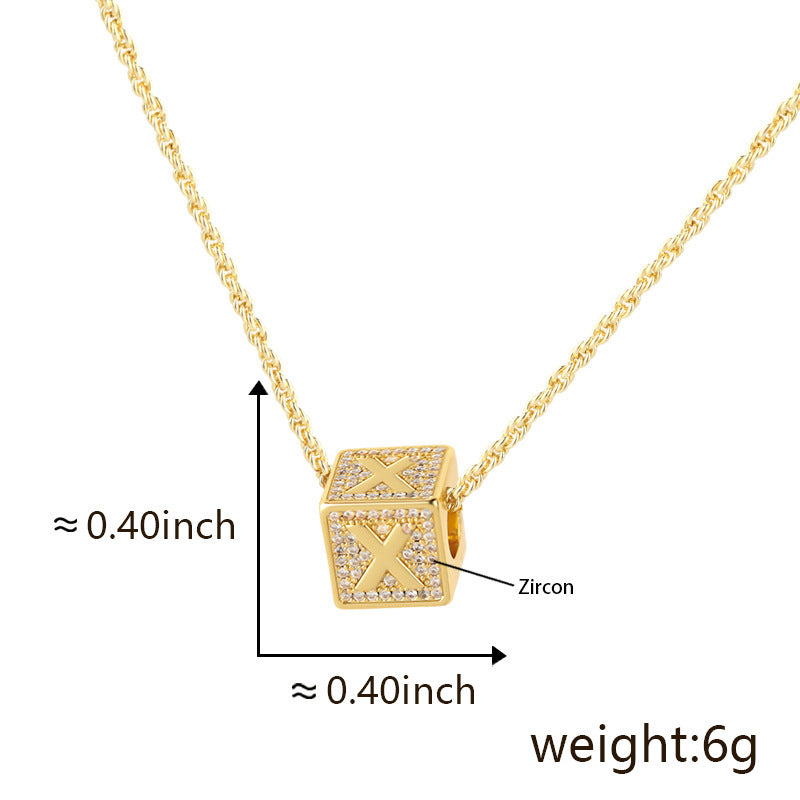 Cube 26 A-Z English Letter Pendant Necklaces