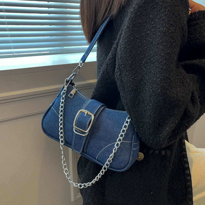 Denim Shoulder Bags, Black, Blue & Dark Blue