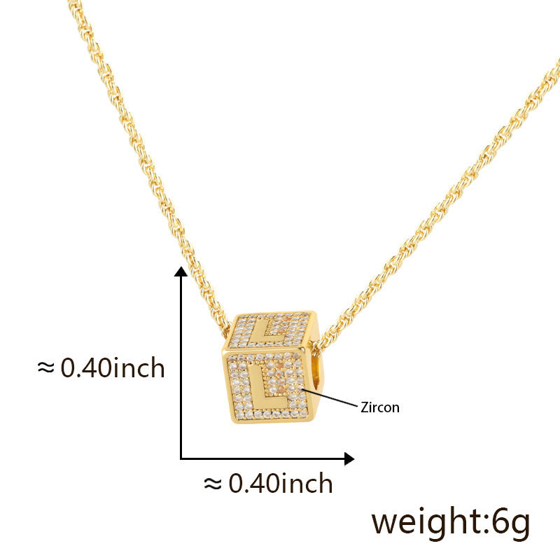 Cube 26 A-Z English Letter Pendant Necklaces