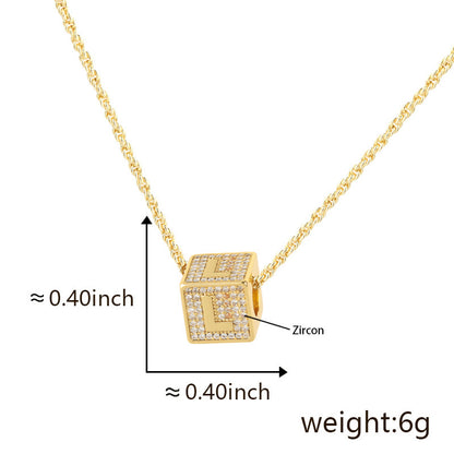 Cube 26 A-Z English Letter Pendant Necklaces
