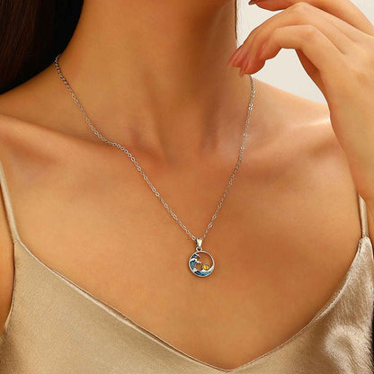 Blue Sun Water Drop Pendant Necklace For Women - Trendy Radar