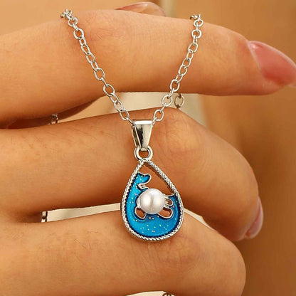 Blue Sun Water Drop Pendant Necklace For Women - Trendy Radar