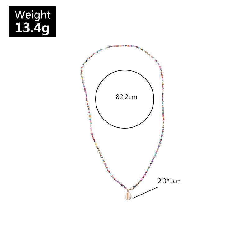 Bohemian Colorful Rice Bead & Shell Pendant Necklace - Trendy Radar