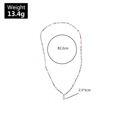 Bohemian Colorful Rice Bead & Shell Pendant Necklace - Trendy Radar