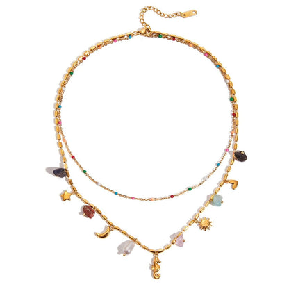 Bohemian Double - Layer Hippo Pendant Necklace - Trendy Radar