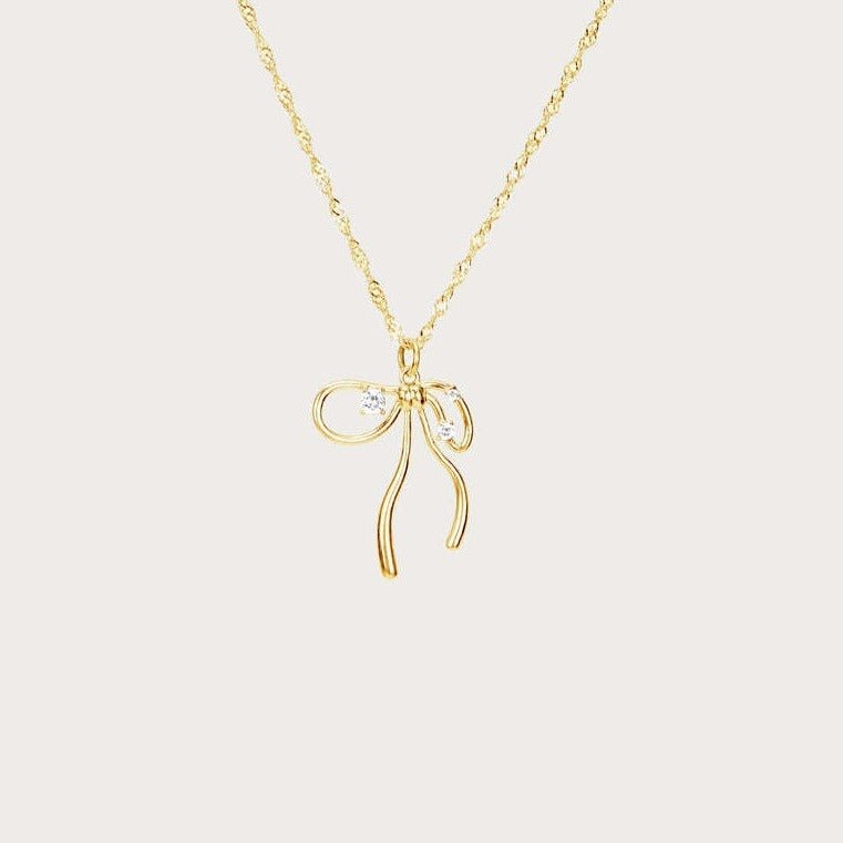 Bone Chain Bow Zircon Necklace & Earrings Set - Trendy Radar