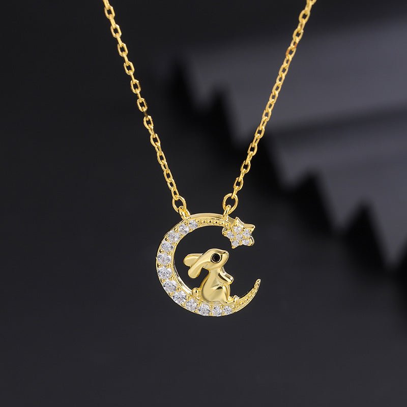 Bunny Crescent Moon Necklace - Trendy Radar