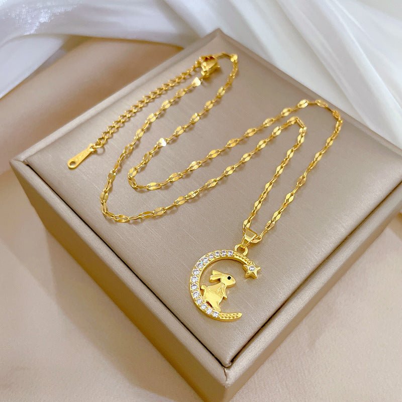 Bunny Crescent Moon Necklace - Trendy Radar