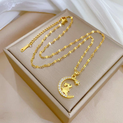 Bunny Crescent Moon Necklace - Trendy Radar