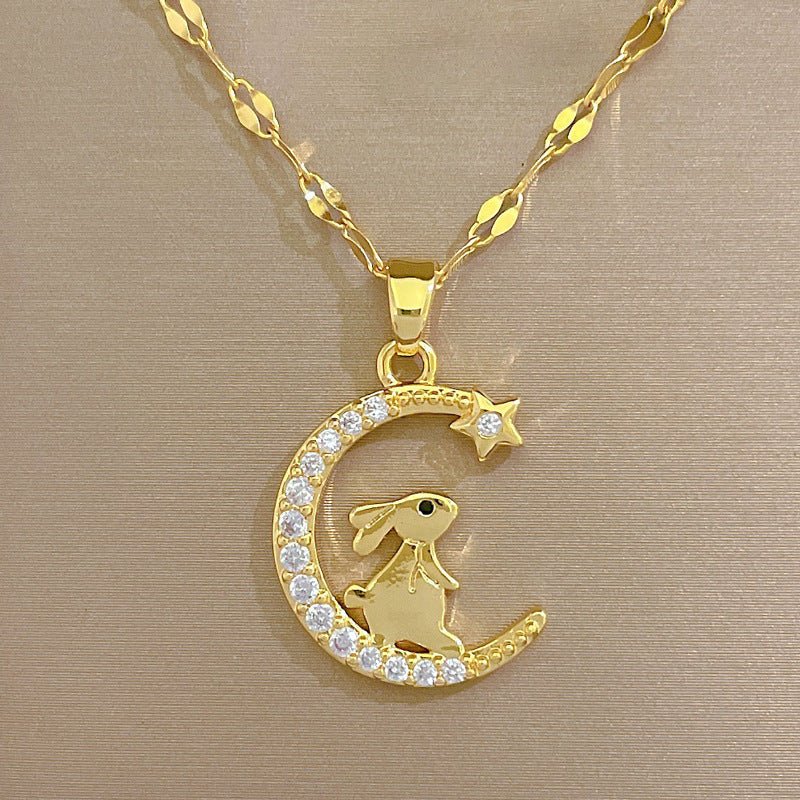 Bunny Crescent Moon Necklace - Trendy Radar