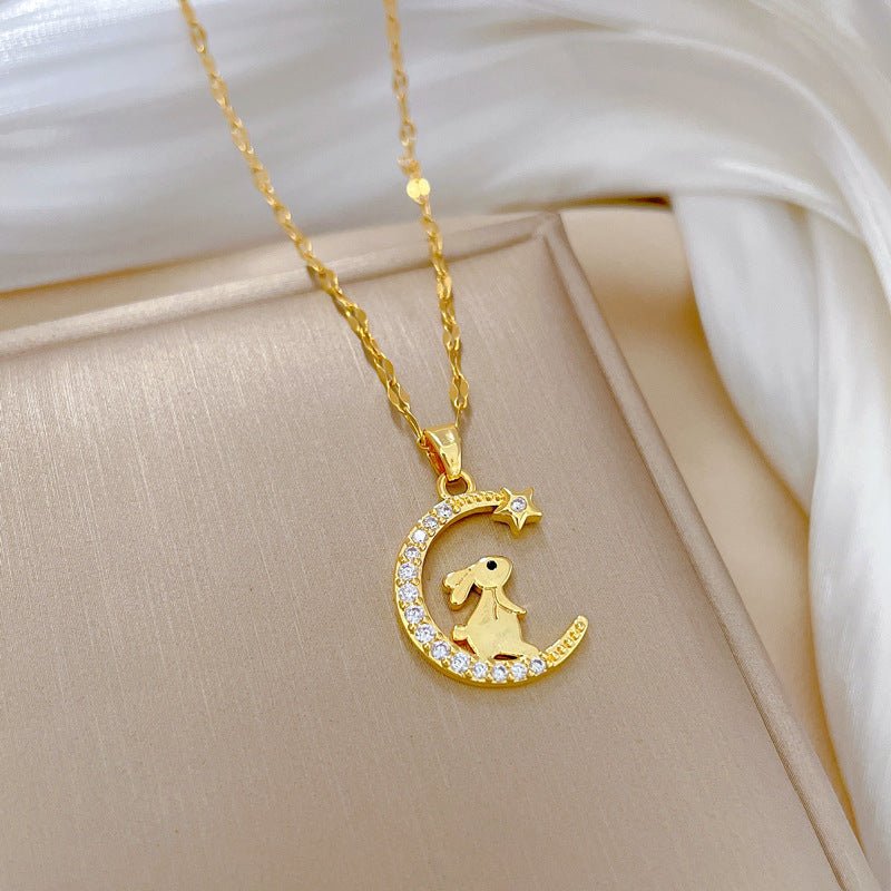 Bunny Crescent Moon Necklace - Trendy Radar