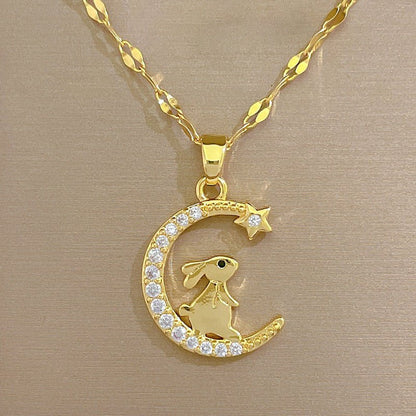 Bunny Crescent Moon Necklace - Trendy Radar