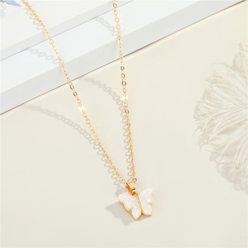 Butterfly Resin Clavicle Necklace - Trendy Radar