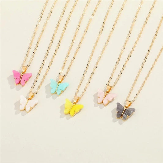 Butterfly Resin Clavicle Necklace - Trendy Radar