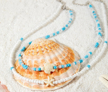 Colorful Beaded Resin Necklace Set for Women – 2-Piece