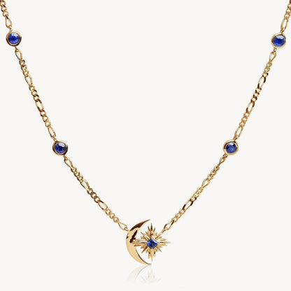 Retro Style Star Moon Blue Treasure Necklace