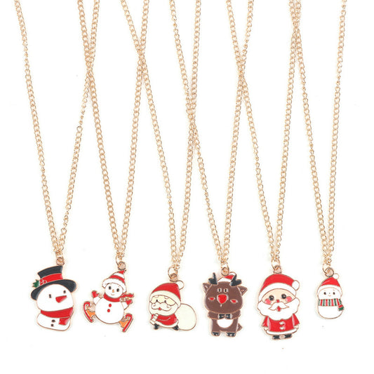 Cute Santa Claus, Snowman, and Elk Pendant Necklace