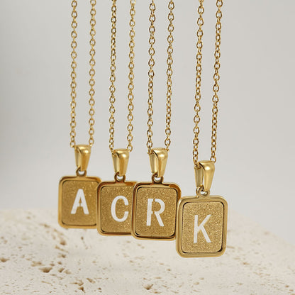 Alphabet Necklace 26 Letters Hollow Out Square