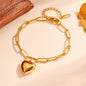 Chunky Round Chain Heart Bracelet