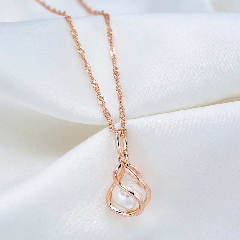 Rose Gold Temperament Hollow Zircon Pendant Collarbone Necklace