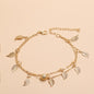 Round Beads, Small Leaves And Tassel Double-Layer Anklet