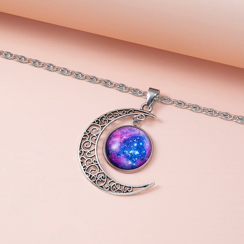 Galaxy Planet Star Glass Necklaces