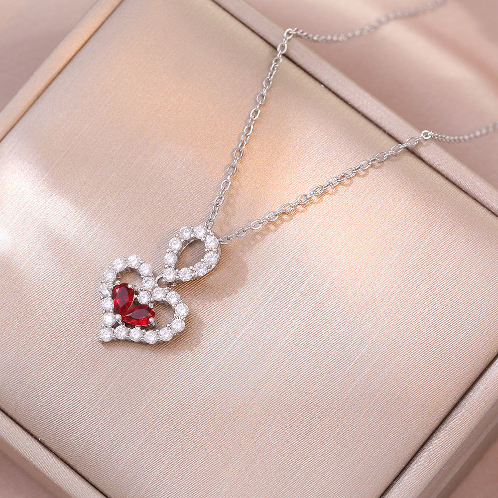 Rhinestone Crystal Heart Pendant Necklace