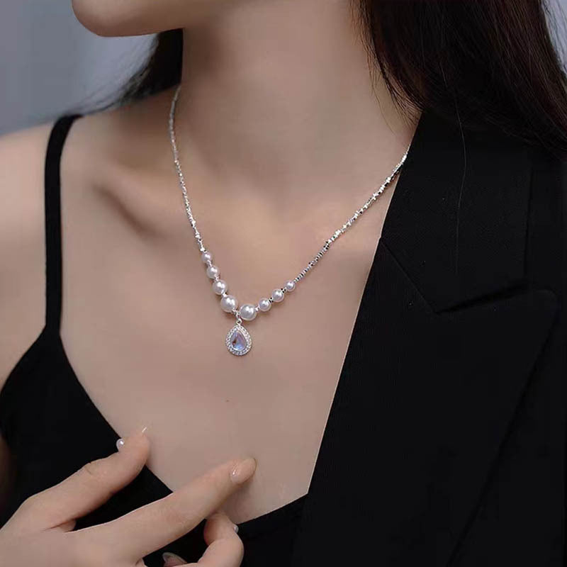 Ocean Blue Water Drop Pearl Necklace
