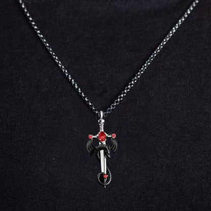 Retro Dragon Sword Pendant Necklace