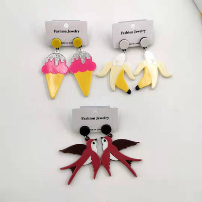 Acrylic Banana & Ice Cream Cartoon Earrings